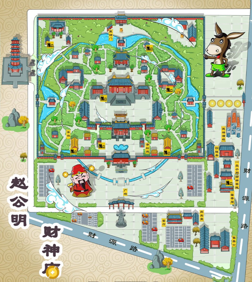 椒江寺庙类手绘地图